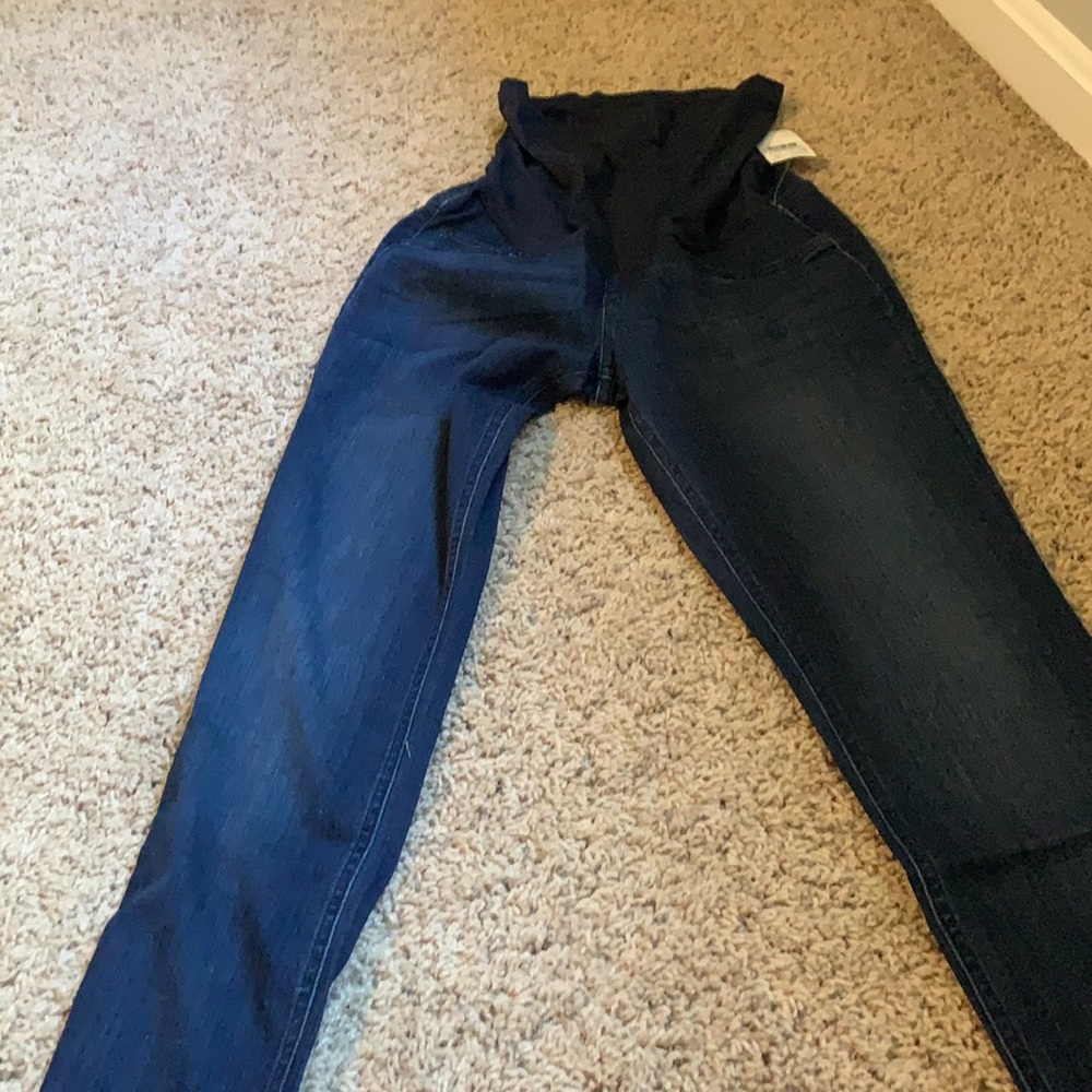 Indigo blue dark wash maternity jeans. Net